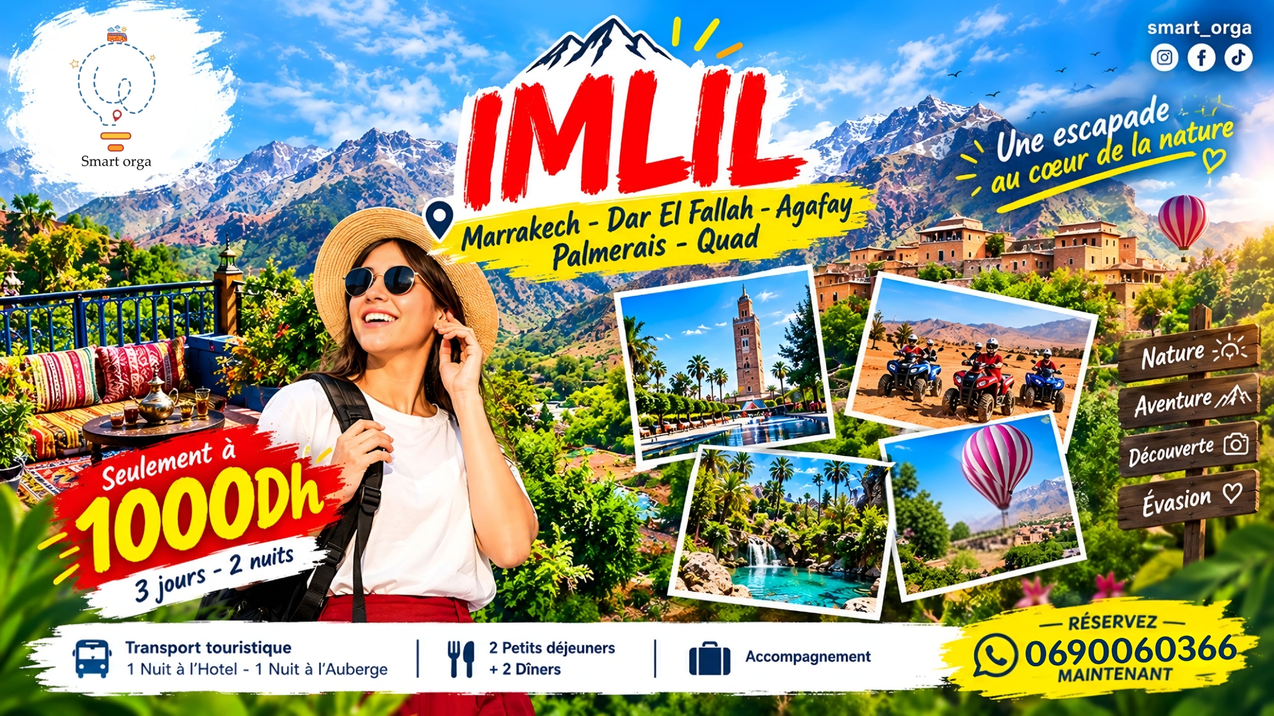 Voyage de Luxe à Imlil – Marrakech – Agafay & Montgolfière 🏜✨ 3 Jours de Rêve entre Nature et Aventure !