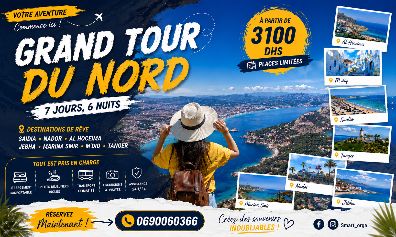 🇲🇦 TOUR DU NORD • 6 JOURS / 5 NUITS 🌊 De la Méditerranée à l'Atlantique, Vivez une Aventure Inoubliable ✨