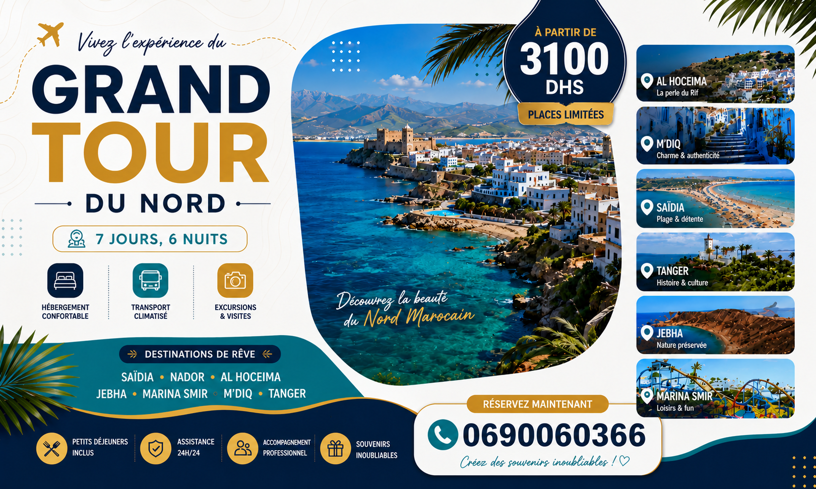 🏝️ EXPLOREZ LE NORD DU MAROC 6 Jours / 5 Nuits entre la Méditerranée, l'Atlantique & des Trésors Naturels 🌴