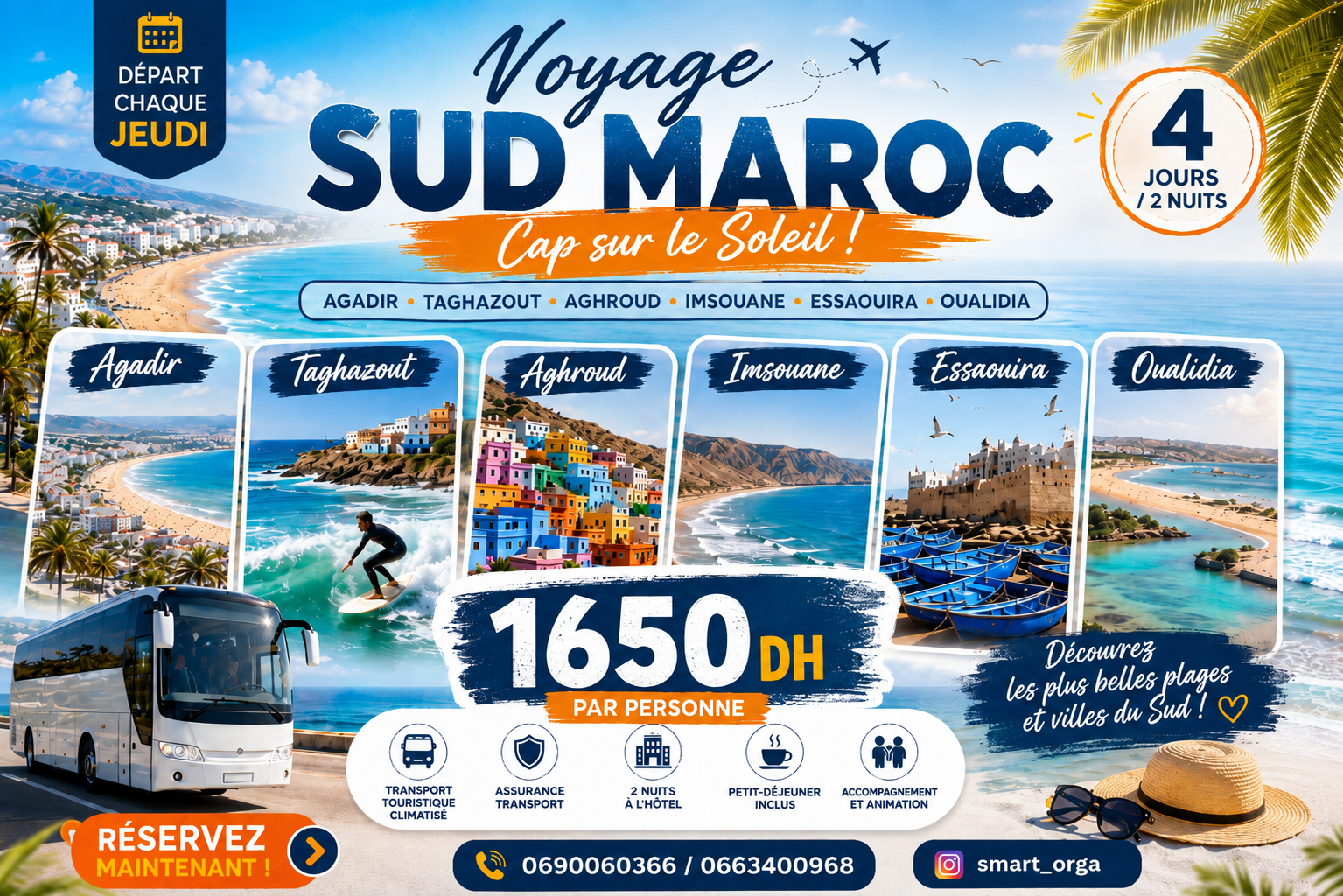 AGADIR • AGHROUD • ESSAOUIRA 3 Jours d’Aventure, de Détente & de Découverte ✨ 