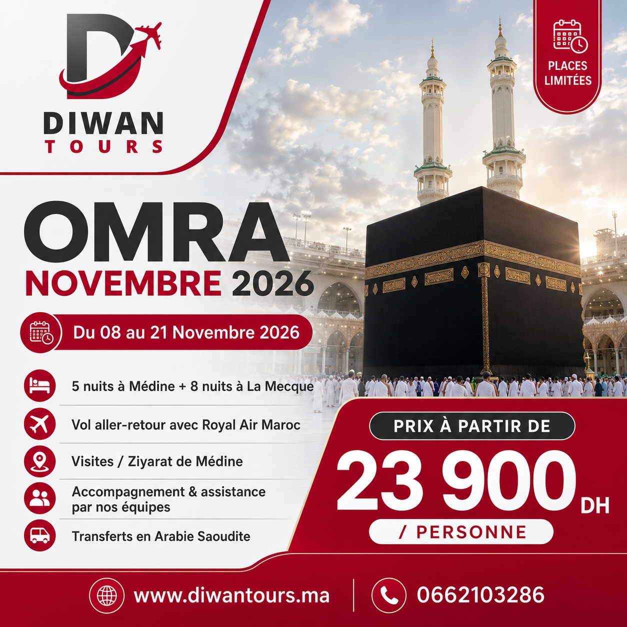 Vivez Omra inoubliable en Novembre : vols directs et hôtels de prestige 
