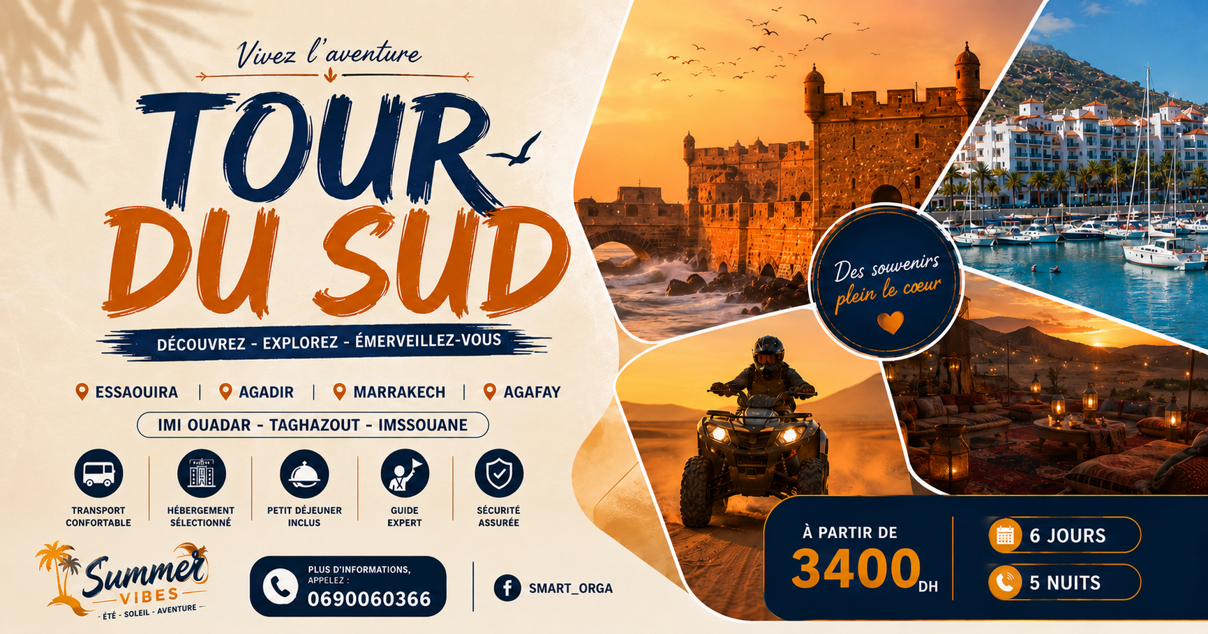 🏝️ Cap sur le Sud du Maroc ! 6 Jours de Découverte entre Plages, Désert & Villes Authentiques ☀️
