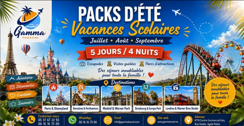 🌞 Packs d’été – Vacances scolaires ✈️ Juillet • Août • Septembre