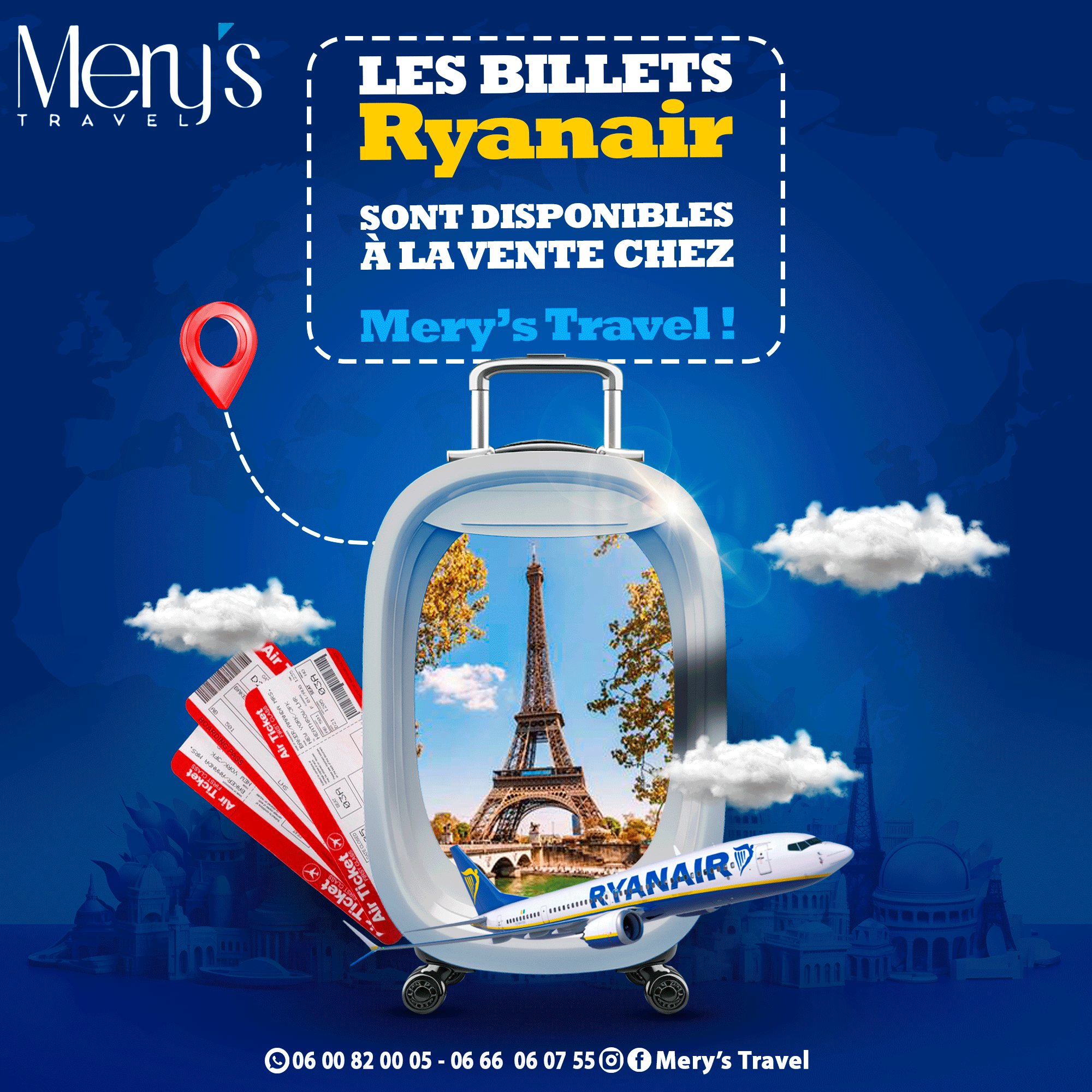  LES BILLETS RYANAIR SONT DISPONIBLES À LA VENTE CHEZ MERY’S TRAVEL!