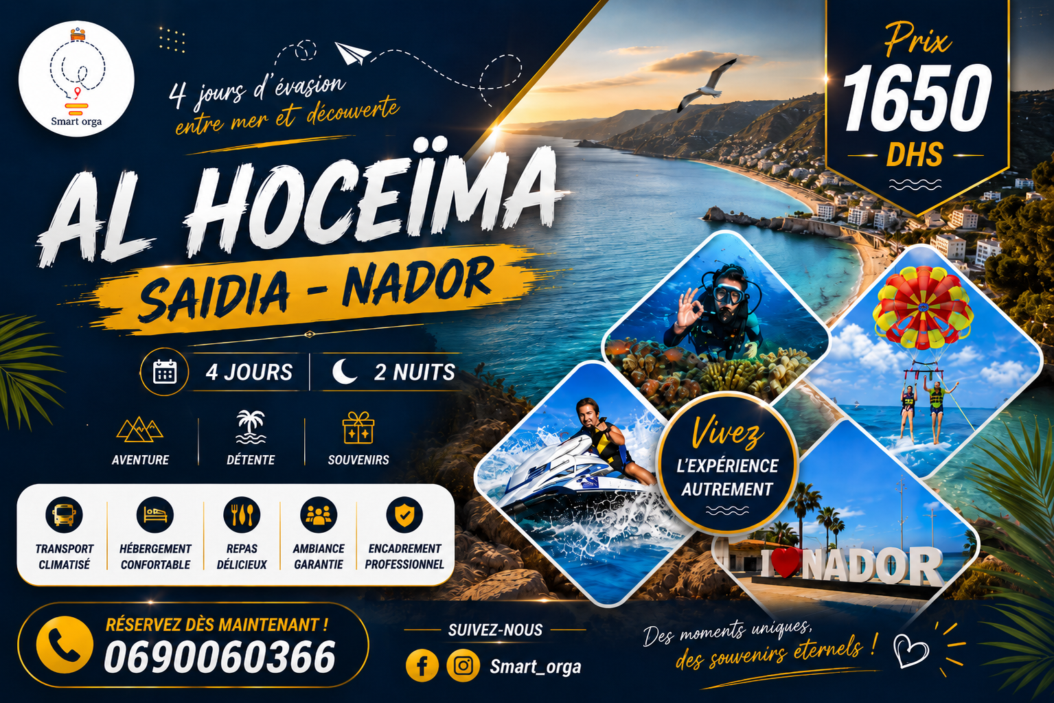 ☀️ Escapade Méditerranéenne HOCEIMA • NADOR • SAÏDIA ✨ 4 Jours d'Aventure, de Détente & de Souvenirs Inoubliables ✨