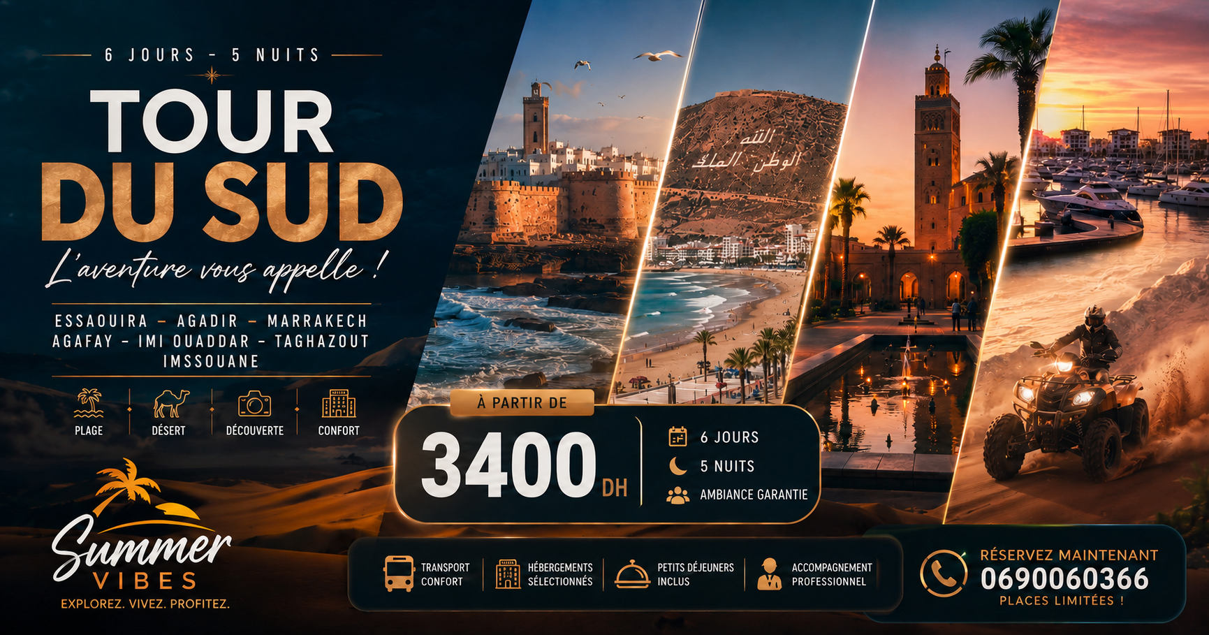 ☀️ Explorez le Sud du Maroc 6 Jours entre Océan, Désert & Paysages d'Exception ✨