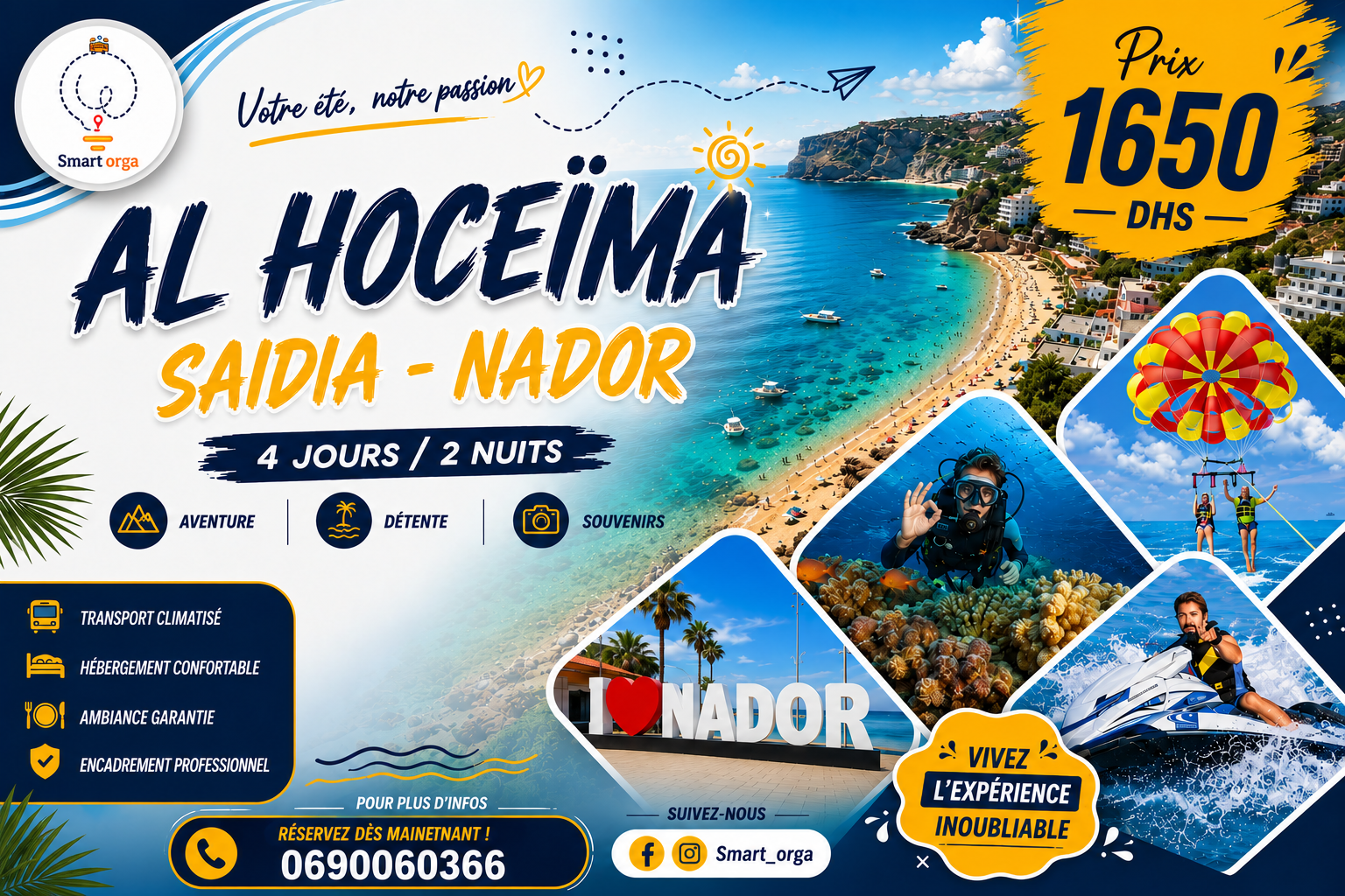 🌊 HOCEIMA • NADOR • SAÏDIA 🌴✨ 4 Jours d'Évasion entre Mer, Soleil & Expériences Inoubliables ✨ ☀️🏝️