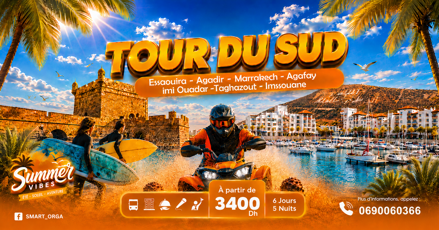 🌴 Tour du Sud – 6 Jours d'Aventure entre Océan, Désert & Villes Impériales 🇲🇦