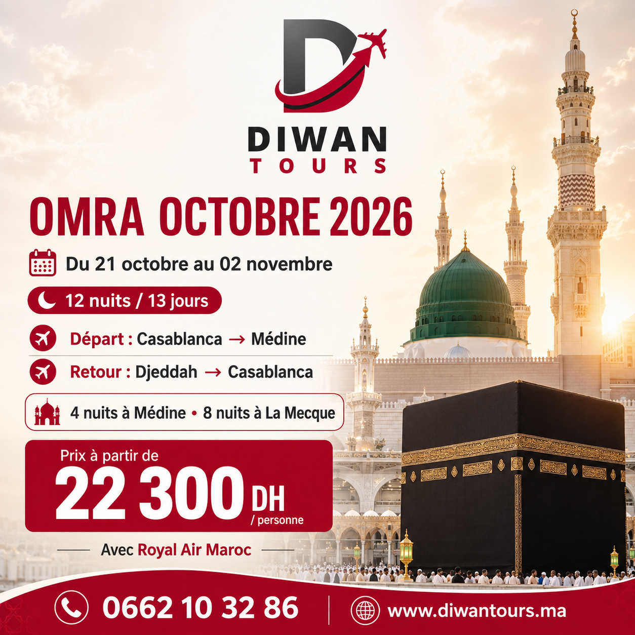 Accomplissez votre Omra cet automne : Départ le 21 Octobre avec Diwan Tours