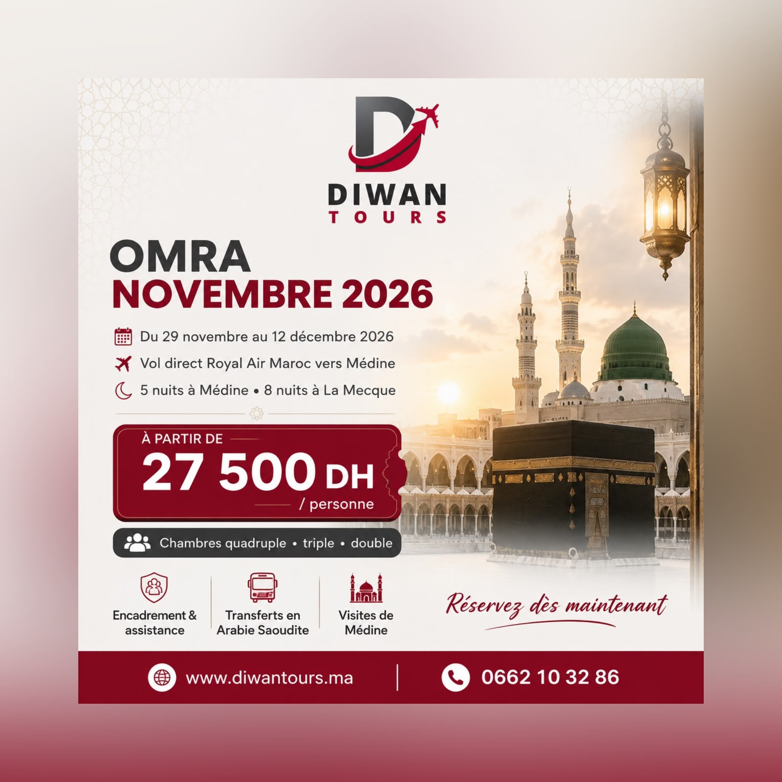 Diwan Tours vous accompagne : Votre Omra de novembre à décembre en tout confort 